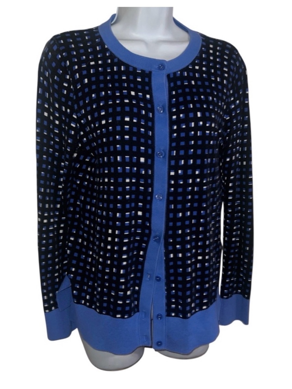kate spade Navy and Blue Grid Cardigan
